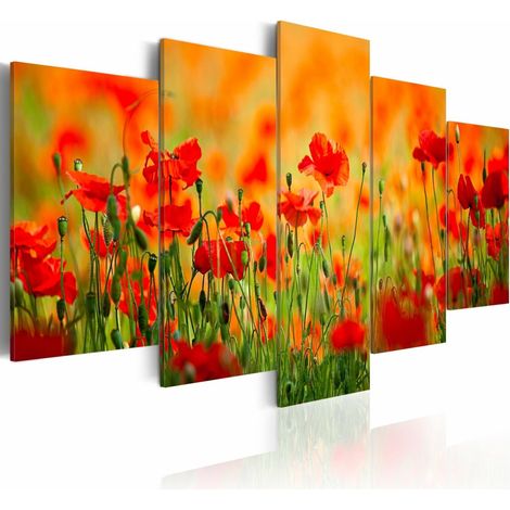 Tableau coquelicots aux couleurs vives - 200 x 100 cm (1/4)