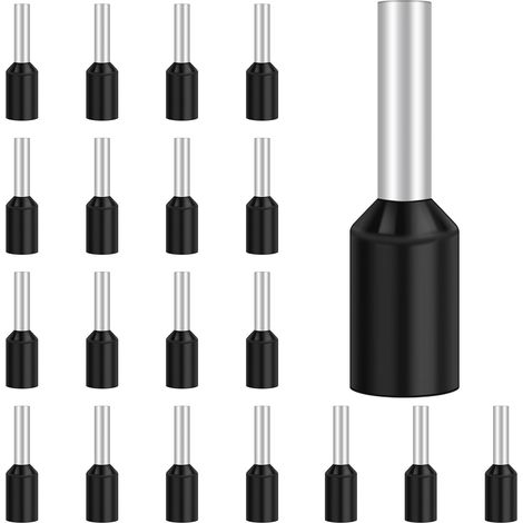 Cosse mm² Embouts de Câble Isolés Embout Fil Electrique Souple Connecteurs de x 100 pièces 8 mm 1.5 Noir (1/5)