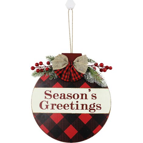 Weihnachtliches Türschild aus Holz mit gepunkteten Ornamenten und Beerenschleife, Wanddekoration für die Haustür (1/5)