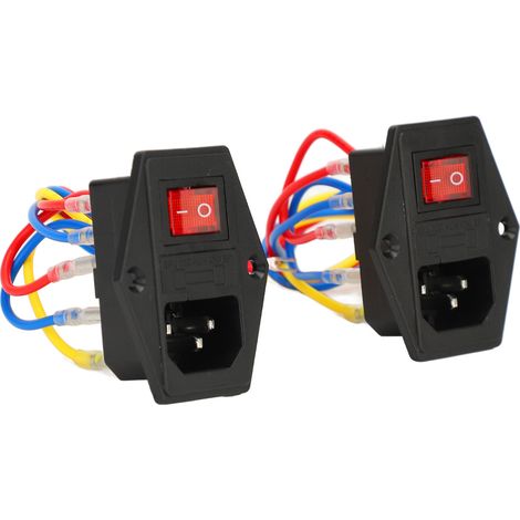 Lot de 2 prises mâles avec fusible 10 A, interrupteur à bascule 6 A, 250 V CA, module d'entrée IEC320 C14 pour imprimante 3D (1/5)