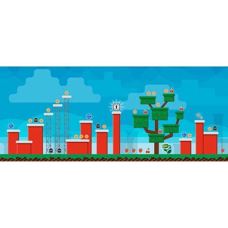 Papier peint panoramique jeux vidéo chambre enfant | Tapisserie panoramique moderne multicolore | Papier peint panoramique chambre ado multicolore - 250 x 600 cm (6 pièces) (1/4)