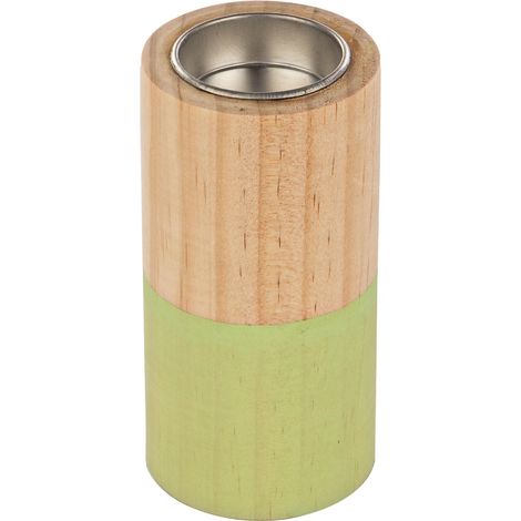 Porta candela block realizzato in legno in varie tonalità di colore -Ø6 x h 12cm