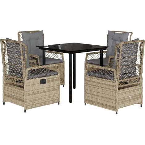 Maison Exclusive - 5-tlg. Garten-Essgruppe mit Kissen Beige Poly