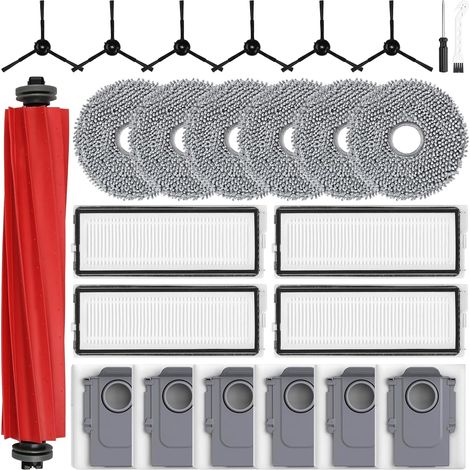 25 Stück Zubehörset für Roborock Qrevo S/Pro Set/Plus 1 Hauptbürste, 6 Staubbeutel, 4 HEPA-Filter, 6 Wischtücher, 6 Seitenbürsten Hochwertige Ersatzteile & Präzisionspassform (1/5)