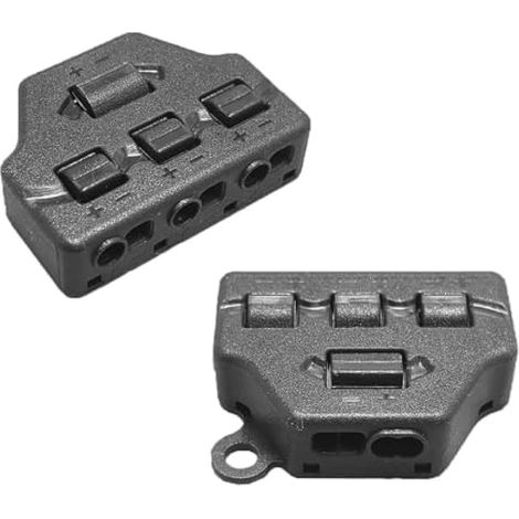 Lot de 2 connecteurs électriques à 3 ports, 1 entrée et 3 sorties, bornier électrique TL-103, type de tension constante parallèle pour éclairage LED (1/5)