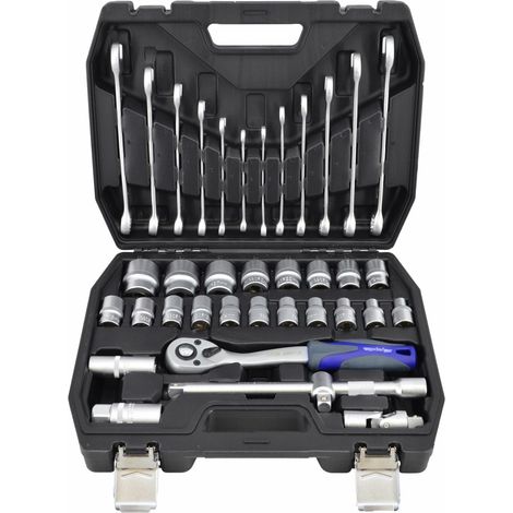 Il set di chiavi a bussola e combinate Adler 1/2&34 37 pezzi offre la massima precisione e resistenza, con compatibilità universale, rivestimento protettivo e conservazione compatta.