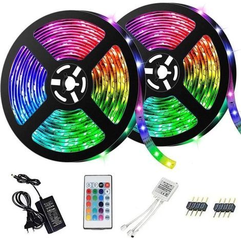 10 m 5050 RGB LED-Streifen – Set mit Fernbedienung – Heimdekoration für DIY-Partys und Weihnachten (1/4)