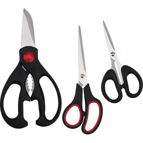 Küchenschere-Set, Mehrzweck-Küchenschere mit scharfen Edelstahlklingen und weichen Griffen, beinhaltet 1 Geflügelschere und 2 Mehrzweckscheren