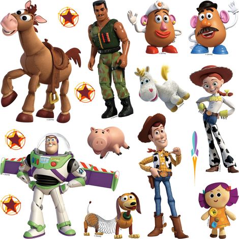 sticker mural Toy Story beige, vert et jaune - Disney