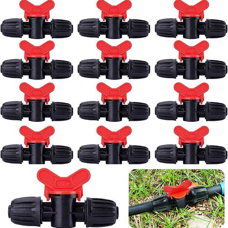 20 vannes d'arrêt pour irrigation goutte à goutte, raccords de tuyau de 16 mm (1/5)