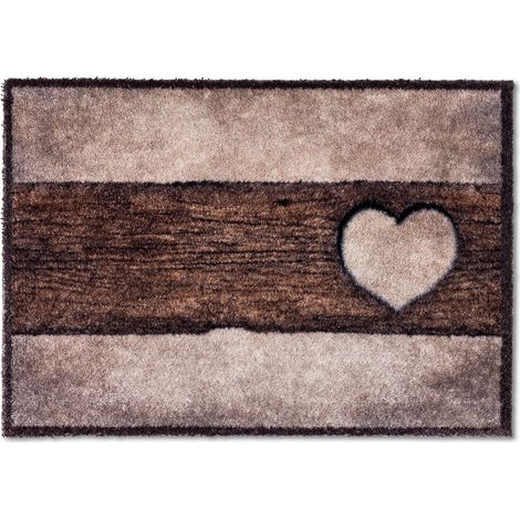 Paillasson extérieur et intérieur - 50 x 70 cm Bois cœur sable-brun (1/4)