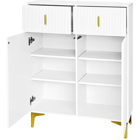 Ingresso con scarpiera, appendiabiti e cassetti, bianco, 60,5 x 180,5 x 35,2 cm (1/4)