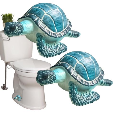 Cache-Vis de Toilette Décoratifs 2 Pièces Forme Tortue Accessoire Salle De Bouchons En Résine Pour Le Bas Du WC pour Remplacer Matériel Salle de Bain Douche Poubelle Camping Car (1/5)