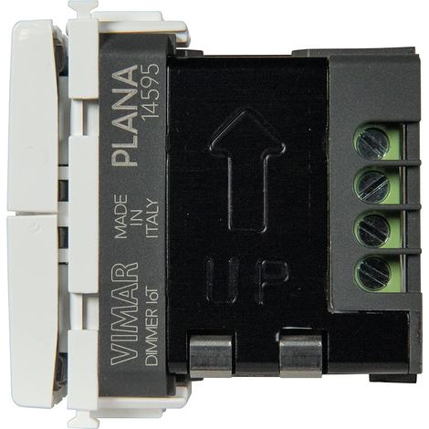 VIMAR 14595 Plana dimmer WiFi per lampade ad incandescenza e LED, trasformatori elettronici, compatibile con assistenti vocali, standard Bluetooth e Zigbee, funzionamento dimmer off, LED RGB, bianco