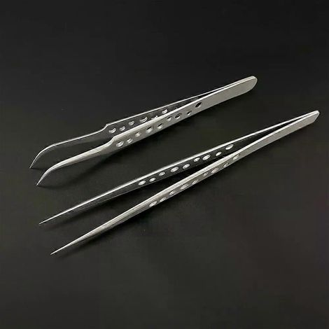 Pinces industrielles pour l'électronique, antistatiques, à pointe droite courbée, de précision, en acier inoxydable, pour la réparation de téléphones et le bricolage, ensembles d'outils à main (1/4)