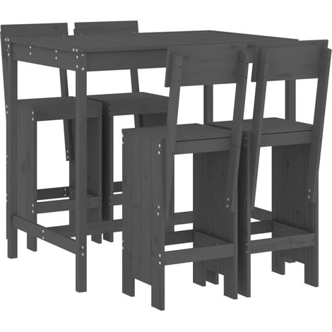 Maison Exclusive - 5-tlg. Gartenbar-Set Grau Massivholz Kiefer