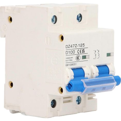 Disjoncteur CC 2P DZ47Z 125 100A, disjoncteur miniature sur rail DIN pour systèmes photovoltaïques 1000V bleu (1/5)