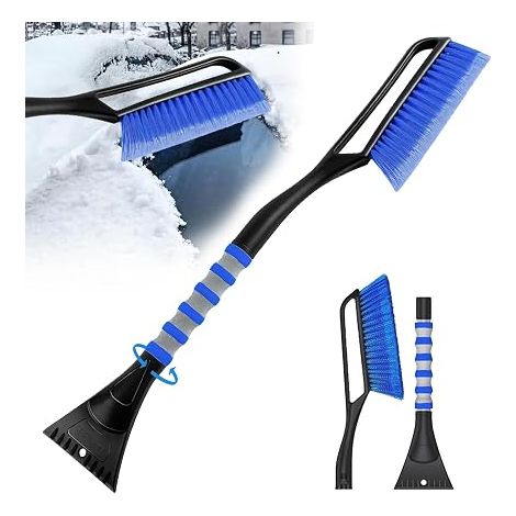 Ice Scraper with Broom, Window Defroster for Winter Windshield - Car Ice Scraper 2 in 1-67 cm Length with Non-Slip and Insulation Handle (1/5)