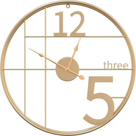 Horloge murale doré Ø50 cm fer (1/5)