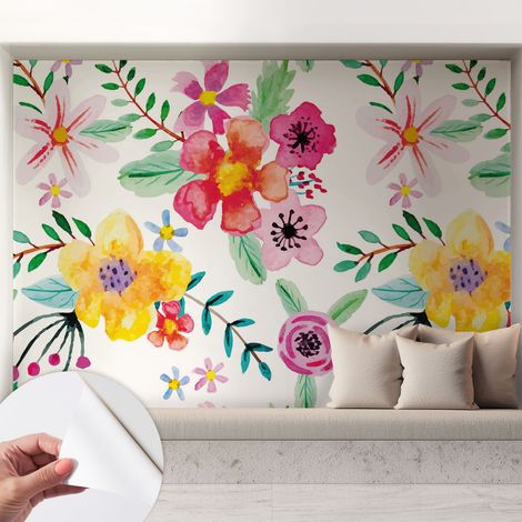 Tapete Selbstklebend - Wandtapete modern - Tapete mit Motiv - Tapete Schlafzimmer Blumige Frische 208x146 cm (1/5)