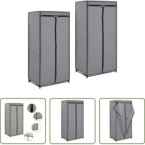 Kleiderschrank 2 Stück - Kleiderschränke 2 Stk. Grau 75×50×160 cm (1/5)