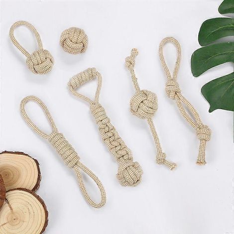 Balle en coton naturel et moelleux, jouet sûr et sain pour chien, ensemble de 6 jouets pour chiots (1/5)
