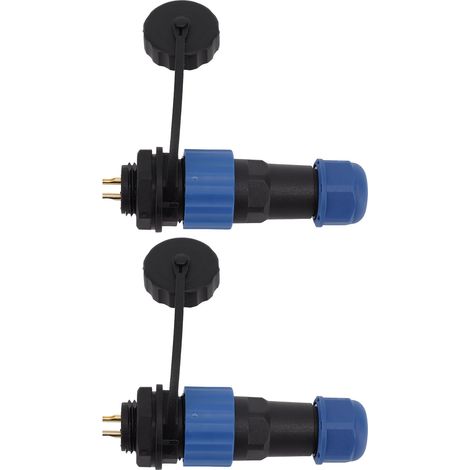 Lot de 2 connecteurs étanches SD16 IP68 pour l'aviation : fiche femelle SD16, prise mâle, filetage G3/8, écrou arrière SD16 à 2 broches (1/5)