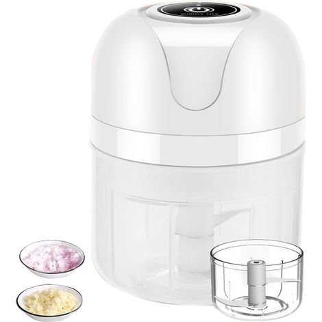 Hachoir Alimentaire Électrique - Sans Fil USB - Cuve PC Alimentaire - Lame Acier Inoxydable 304 - Pour Ail Oignons Légumes Herbes - 1 Pièce (1/5)