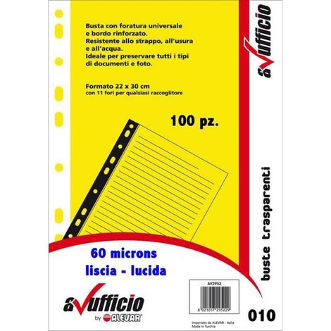Alevar Enveloppes à perçage universel lisse 010 conf. 100 pièces. - 2952-WH60LIS100