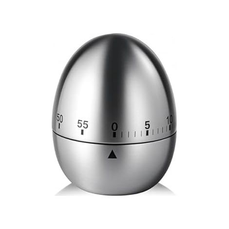 Timer da Cucina a Forma di Uovo Meccanico Manuale in Acciaio Inossidabile per Sport e Cottura (1/4)