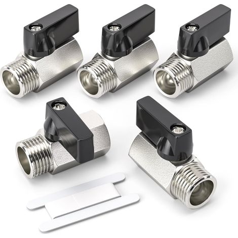 5 pièces 1/2 "BSP femelle x mâle nickelé laiton Mini vanne à boisseau sphérique (1/5)