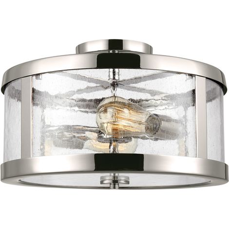 Elstead Harrow - Zylindrische 2-Licht-Halbspüllampe, poliertes Nickel (1/2)