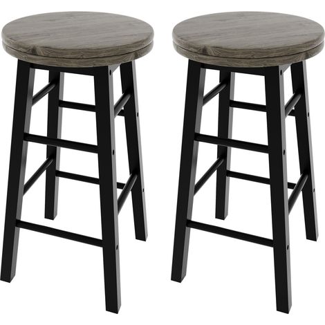 Chef Vida Wooden Revolving Bar Stool Set of 2, Black (1/5)