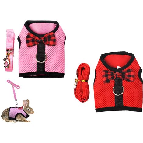 2 gilets de poitrine pour animaux de compagnie en maille douce et respirante (L, rose + rouge)