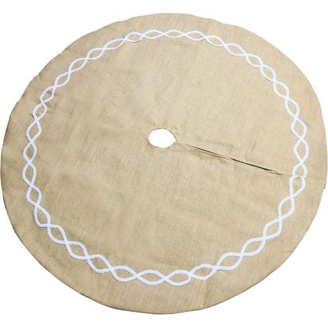 Falda de árbol de Navidad Tela de yute Cubierta de árbol de Navidad con encaje Falda de árbol de Navidad Protección contra las agujas de pino Alfombra de soporte de árbol de Navidad, 122cm (1/4)