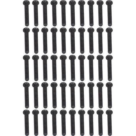 Vis M3x20 DIN 7985 acier zingué noir, tête bombée, filetage complet, lot de 50 pièces, boulons de fixation. (1/5)