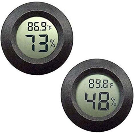 Mini Hygromètre Thermomètre Moniteur LCD Numérique Jauge d'Humidité Intérieure Extérieure pour Humidificateurs Déshumidificateurs Serre Sous-Sol Salle de Bébé Black-2pcs