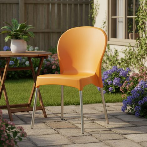 Linder Gartenstuhl, stapelbar, Made in Italy, trägt bis zu 120 kg, Orange (1/3)