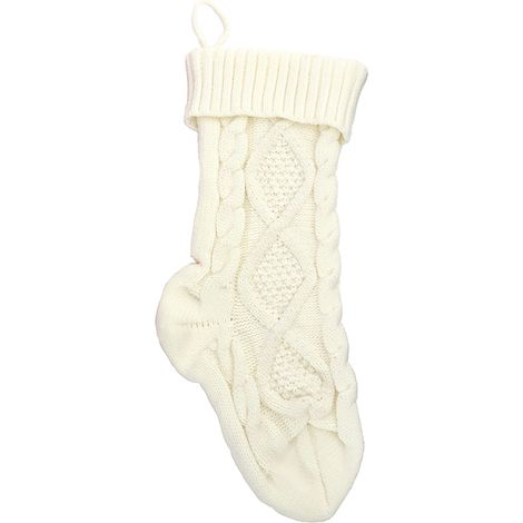 Neuer, gestrickter, elastischer Zierstrumpf mit weißen Streifen, hochwertiger Wollstrumpf, Weihnachtsbaumschmuck, Geschenk für den Kindergarten. (1/2)
