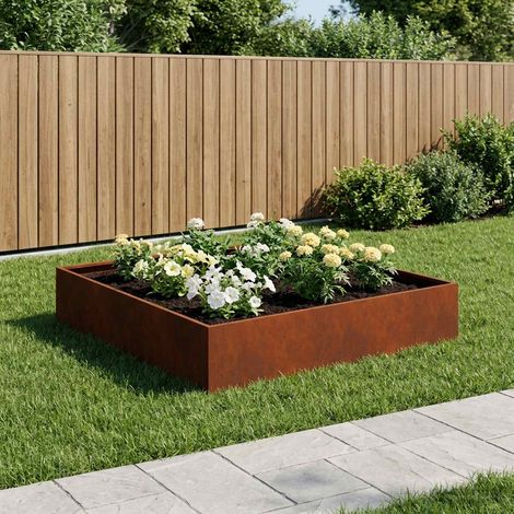vidaXL Macetero de Jardín Oxidado 80 x 80 x 20 cm Acero oxidado (1/5)