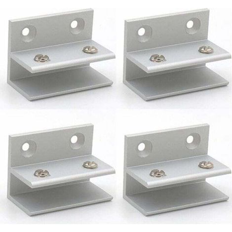 Lot von 4 Pinces à Glas in F-Form, Trägerwandbild, Pinces de Douche, Etagere, Panneaux de Serrage 10–12 mm-Crezuo