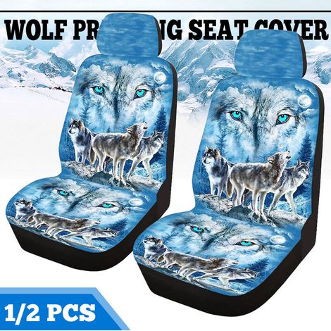 Housse De Siege Avant - Imprimé Animal - Compatible Universelle Pour Voiture - 2 Pieces (1/3)