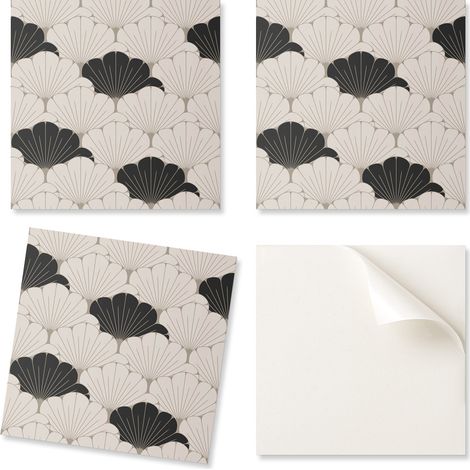 Baldosas de vinilo decorativas para cocina o ba帽o con elegante dise帽o de hojas, 9x30x30 cm.
