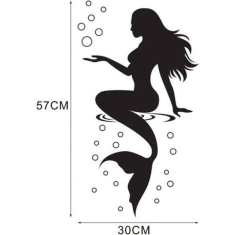 Sticker Mural Sirène - Pvc Adhésif Doux Amovible - Pour Porte Verre Fenêtre Salle De Bain Chambre Enfant - Lot De 2 (1/5)