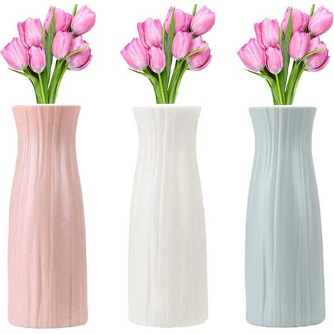 Set aus 3 eleganten Designervasen aus Kunststoff, perfekt zur Dekoration von Büro, Balkon, Küche oder Hochzeit