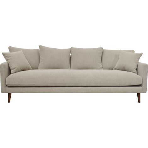 Canapé convertible 4 places en tissu pieds bois foncé - Naturel chiné - Villabon (1/5)