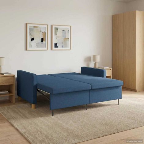 vidaXL Divano Letto Estraibile Blu Tessuto (1/5)