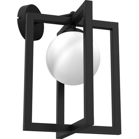Applique murale métal noir globe blanc Diego E14 40W (1/5)