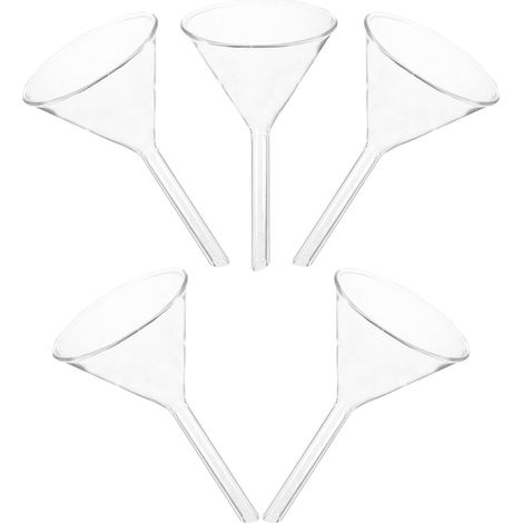 Lot de 5 Entonnoirs en Verre Blanc pour Expériences Chimiques, Facile à Transporter et Lavable la Main, pour Laboratoire et Alimentation (1/5)