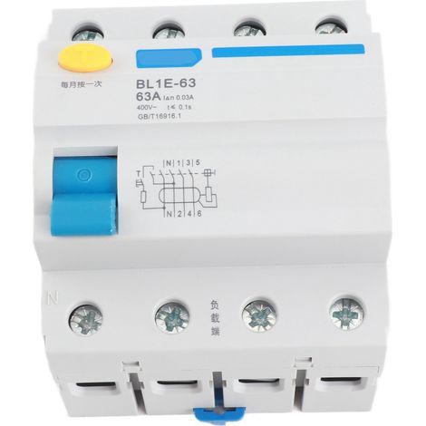 Disjoncteur différentiel BL1E-63 3P N 63A 230 V 30 mA - Pouvoir de coupure élevé, taille compacte et protection contre les surcharges pour les projets résidentiels et d'ingénierie. (1/5)